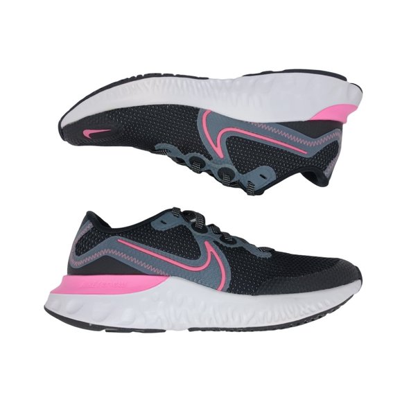 Nike 6y Youth / WOMEN'S 8 RENEW RUN SHOES Black/ Pink White CT1430 092 running - Picture 2 of 7
